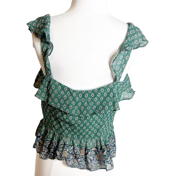 Veronica Beard Randa Silk Top in Seaglass Multi Green Paisley Sz 6 - Picture 4 of 4